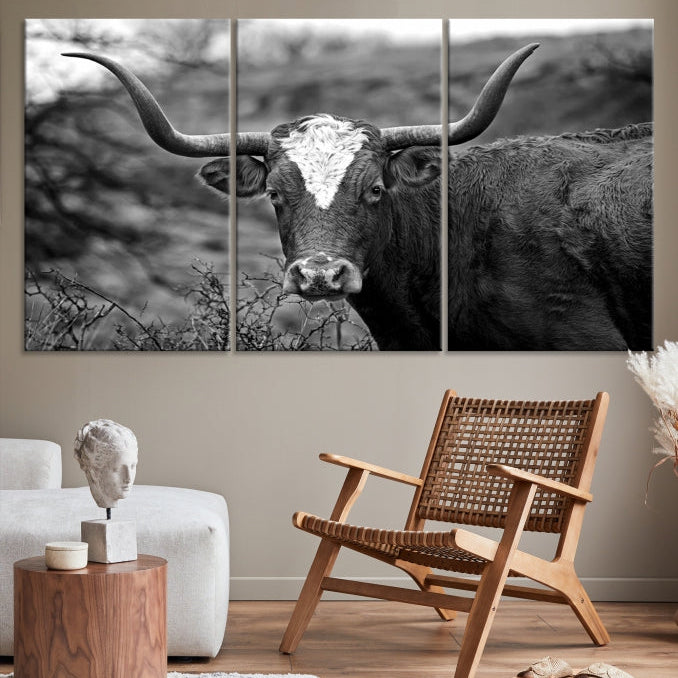 Texas Cow Large Wall Art Canvas Print