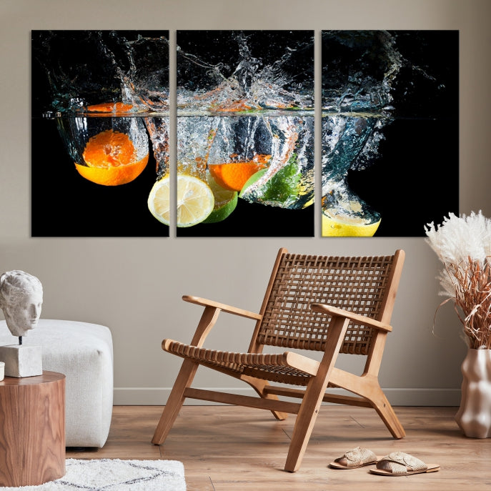 Large Kitchen Wall Art Fruits in Water Art Canvas Print