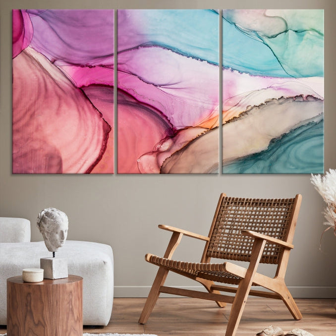 Colorful Marble Abstract Wall Art Print Canvas Living Room Kitchen Wall Decor