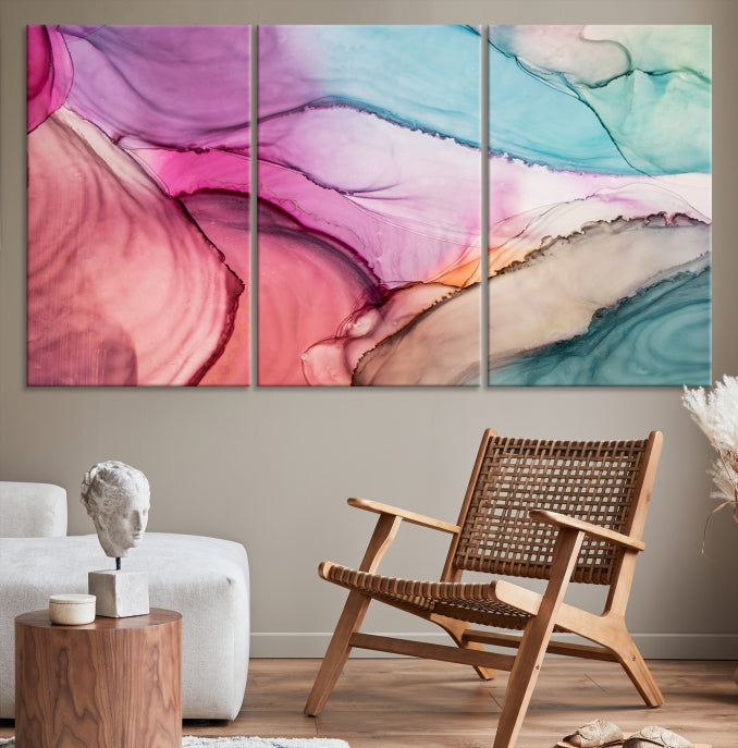 Colorful Marble Abstract Wall Art Print Canvas Living Room Kitchen Wall Decor