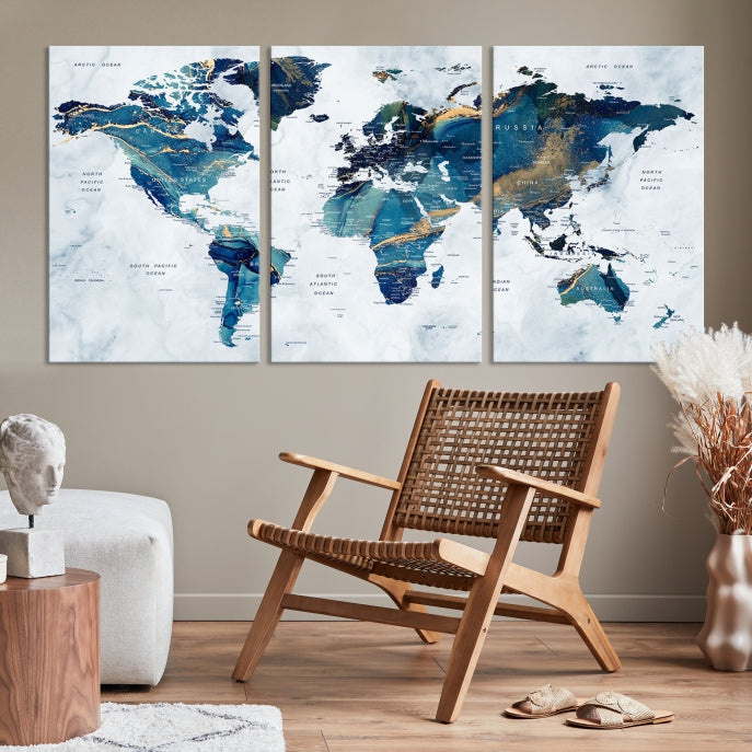 Extra Large World Map Wall Art Canvas Print Housewarming Gift