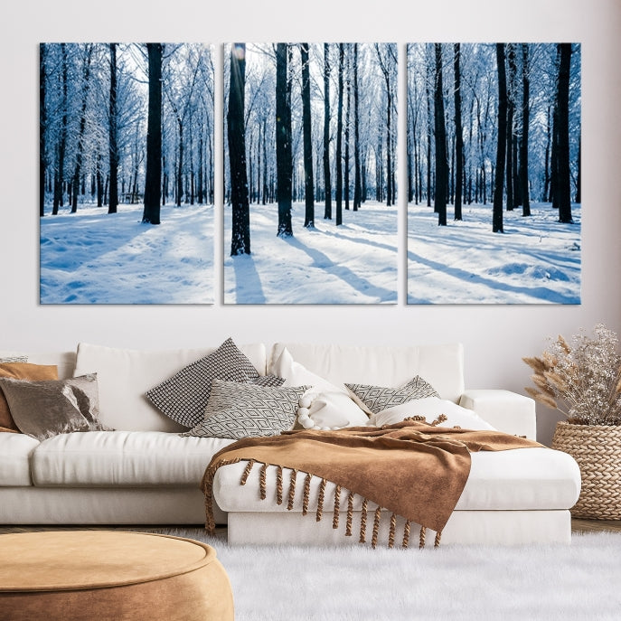 Winter Season in Forest Wall Art Canvas Print