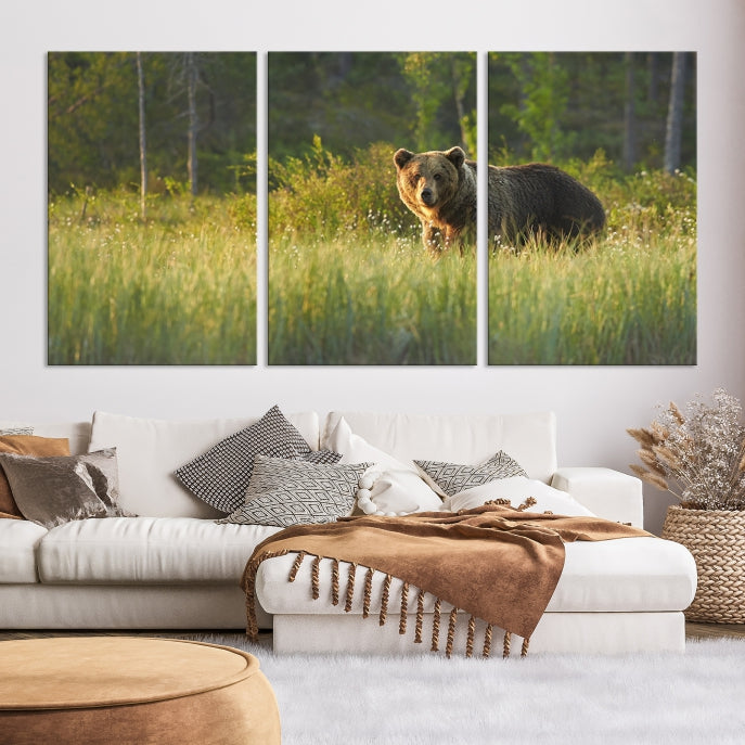 Wild Bears in Nature Large Wall Art Canvas PrintFramedReady to Hang