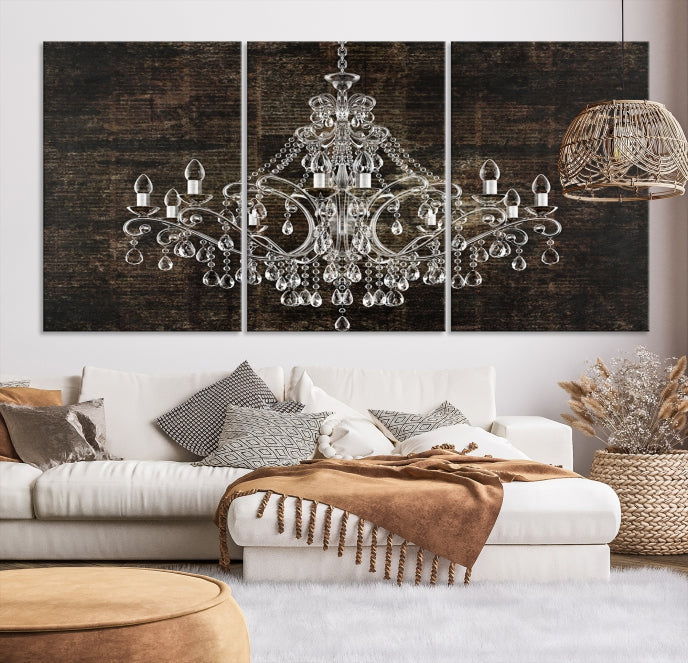 Rustic Chandelier Canvas Wall Art Giclee Print