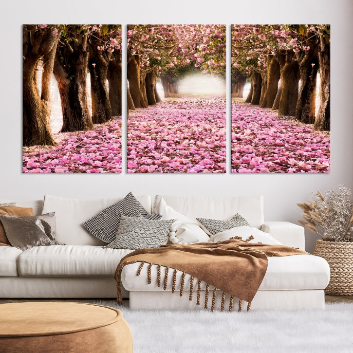 Mesmerizing Blossom Cherry Trees Large Wall Art Framed Canvas Print