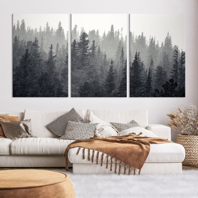 Foggy Forest Canvas Wall Art Framed Landscape Print Relaxing Wall Decor