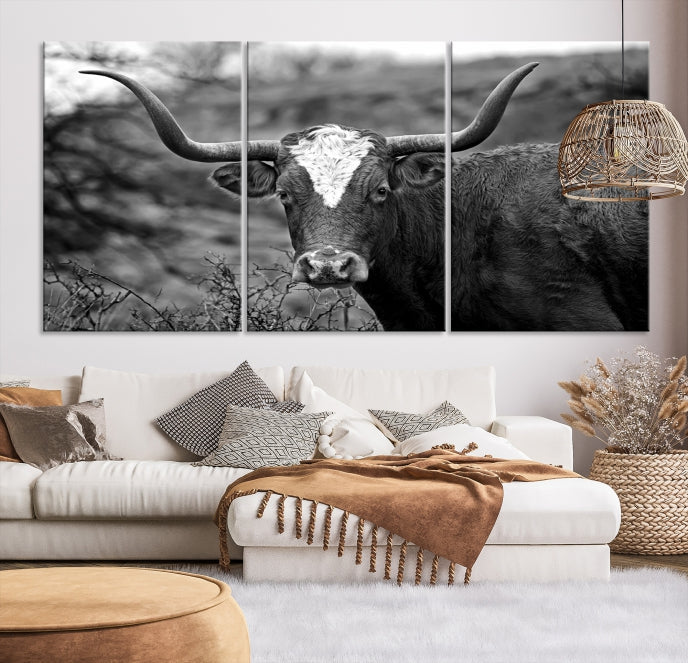 Texas Cow Large Wall Art Canvas Print