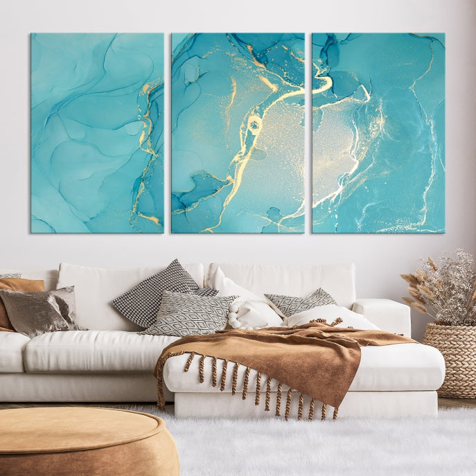 Large Turquoise Abstract Canvas Wall Art Abstract Print