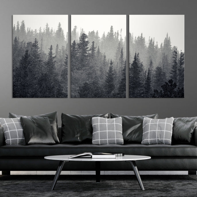 Foggy Forest Canvas Wall Art Framed Landscape Print Relaxing Wall Decor