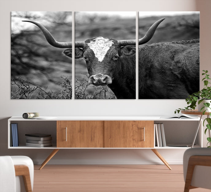 Texas Cow Large Wall Art Canvas Print