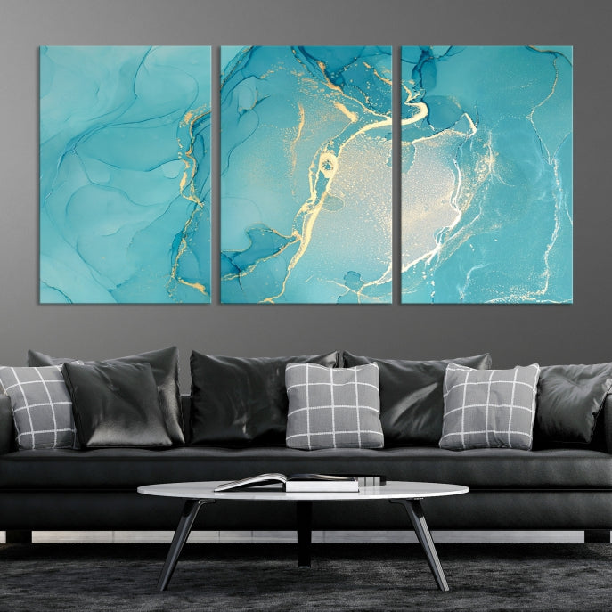 Large Turquoise Abstract Canvas Wall Art Abstract Print