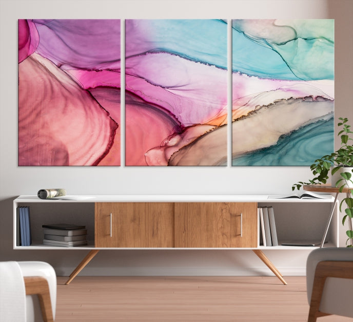 Colorful Marble Abstract Wall Art Print Canvas Living Room Kitchen Wall Decor