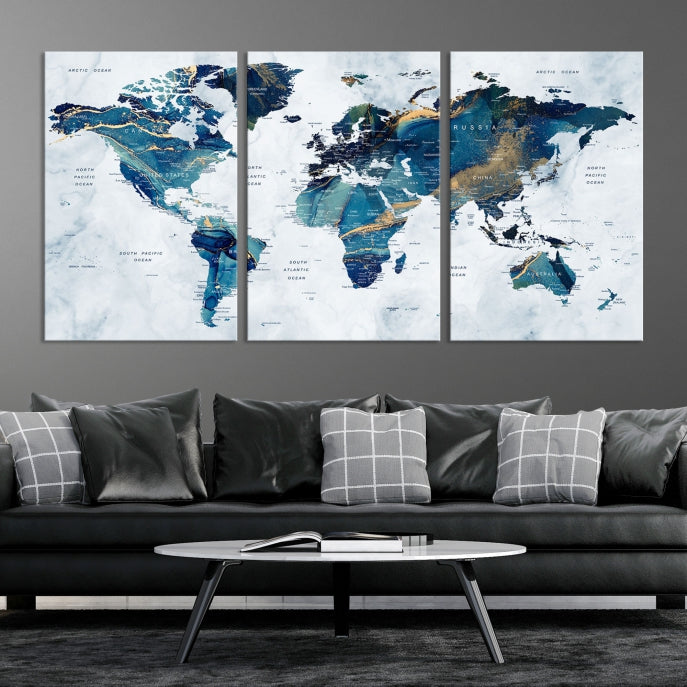 Extra Large World Map Wall Art Canvas Print Housewarming Gift