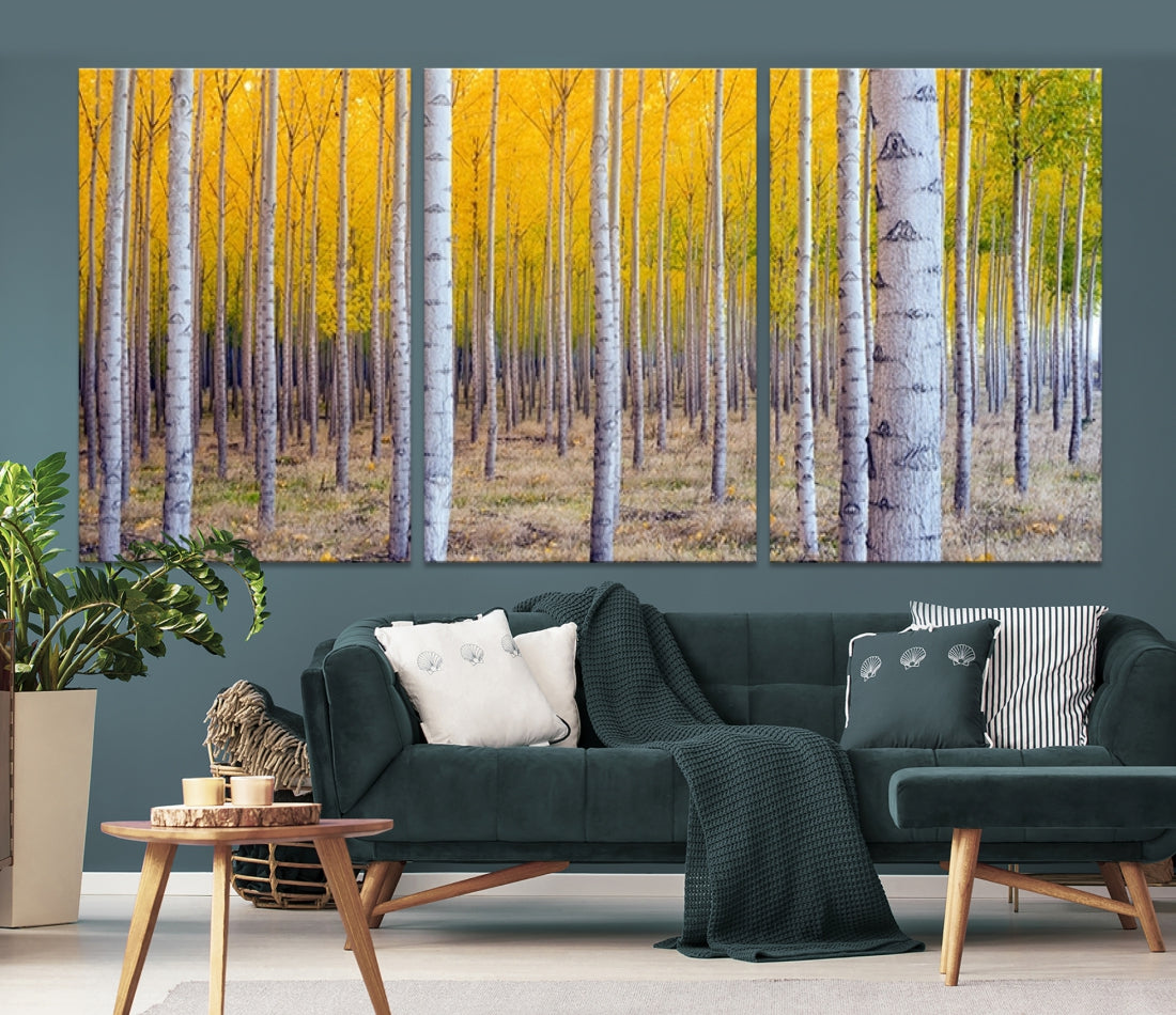 Yellow Forest Autumn Landscape Tree Wall Art Landscape Canvas Print