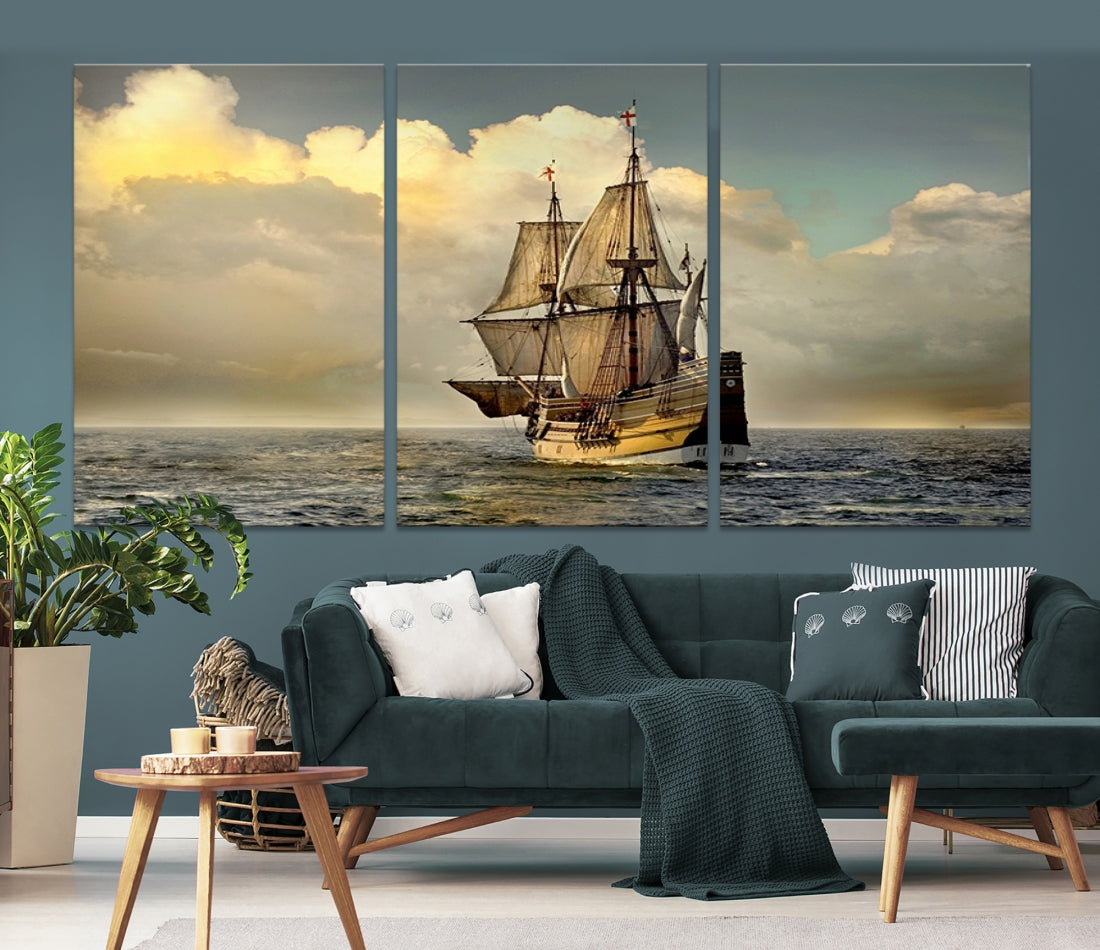 English War Ship Giclee Canvas Extra Large Wall Art Print