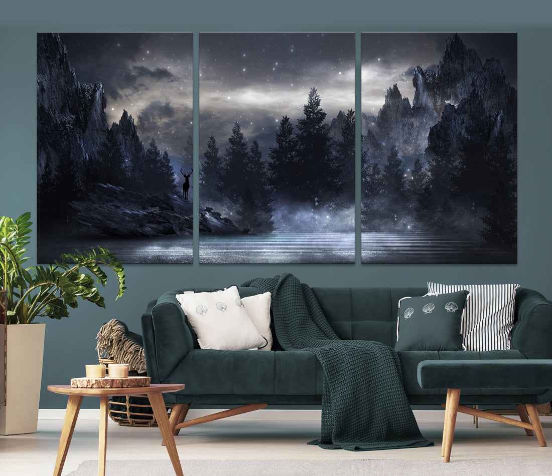 Thrilling Dark Forest Wall Art Canvas Print