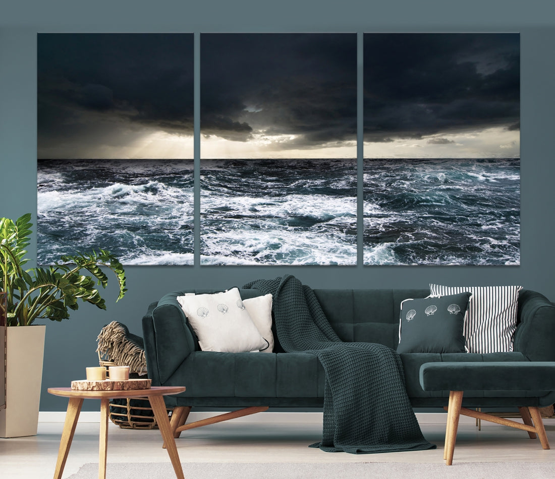 Stormy Sea Ocean Landscape Large Canvas Art Print for Home Decoration