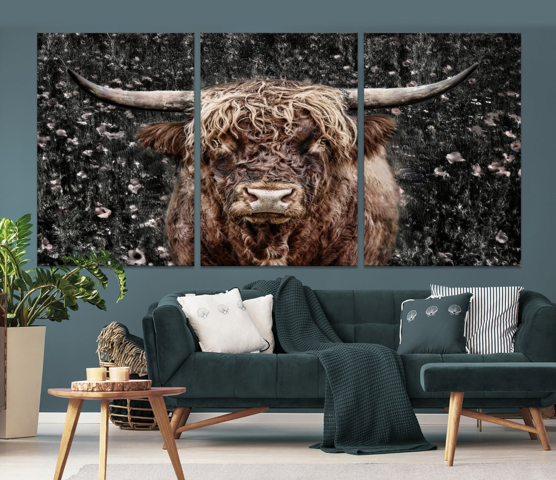 Highland Cow Photography Canvas Wall Art Print Animal Wall Art Painting Large Cow Canvas Print Home Office Ranch Farm