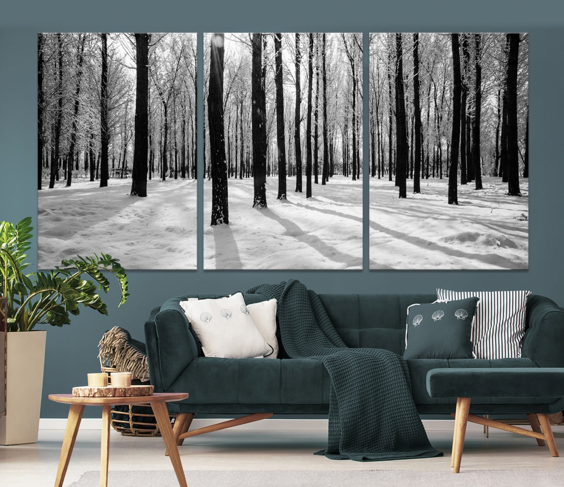 Trees in Winter Forest Wall Art Landscape Canvas Print Snow Photograpy Art