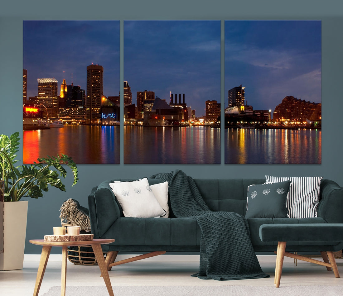 Baltimore City Downtown Skyline Cityscape Large Wall Art Canvas Print