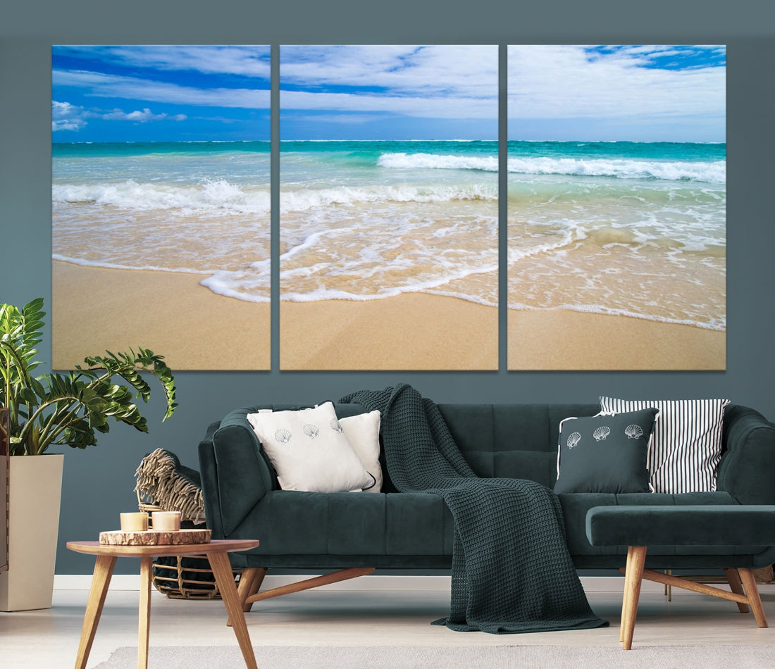 Soothing Tropical Beach Wall Art Canvas Print Coastal Ocean Holiday Season Wall Decor