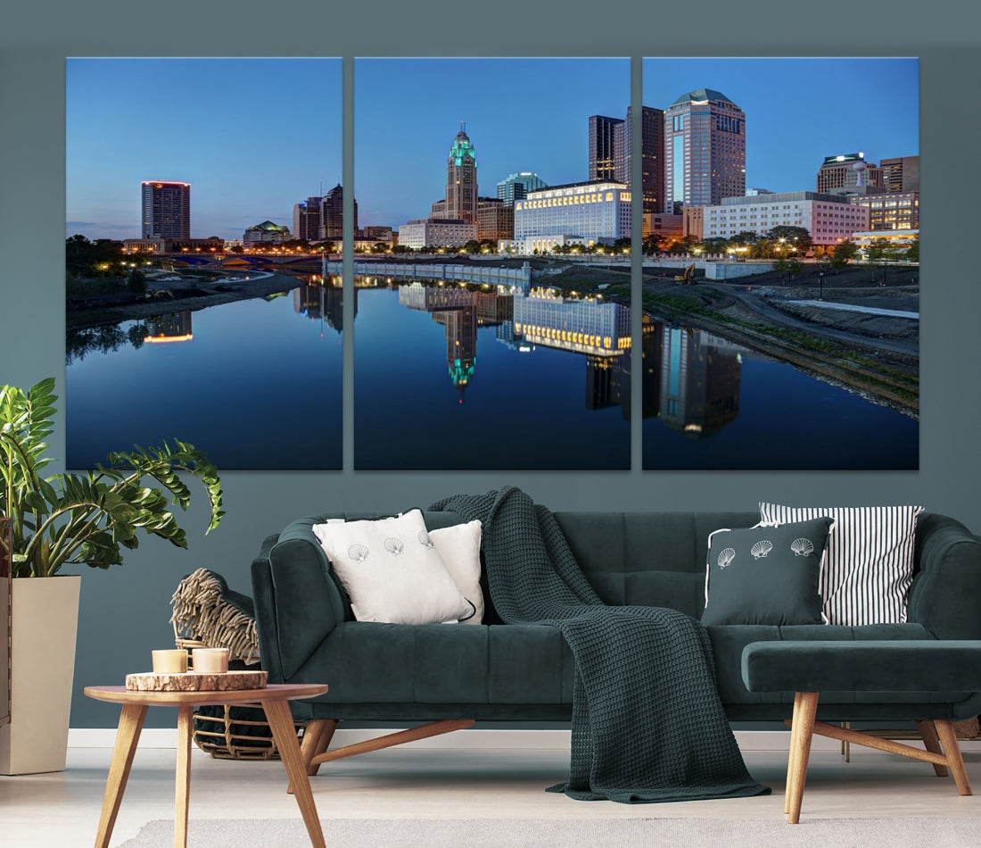 Columbus Downtown Photo Print Extra Large Skyline Wall Art Canvas Wall Decor