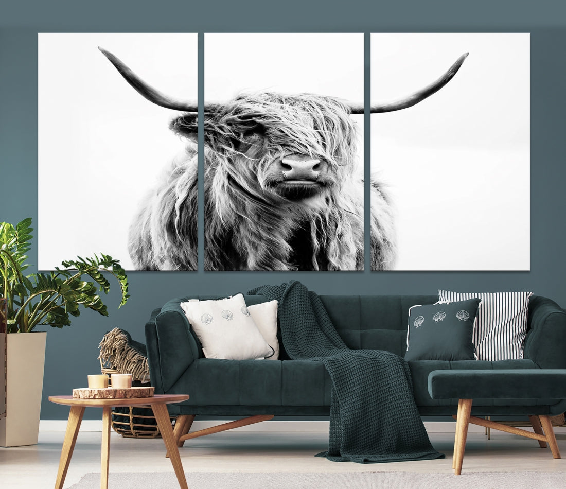 Bring the Charm of a Scottish Highland Cow to Your Farmhouse with Our Wall Art Canvas PrintA Rustic & Cozy Decor