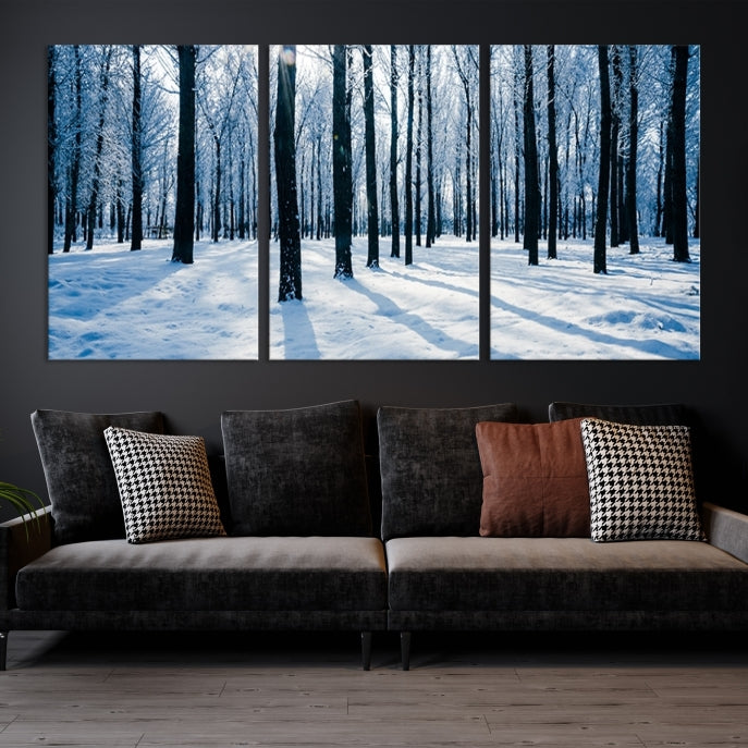 Winter Season in Forest Wall Art Canvas Print