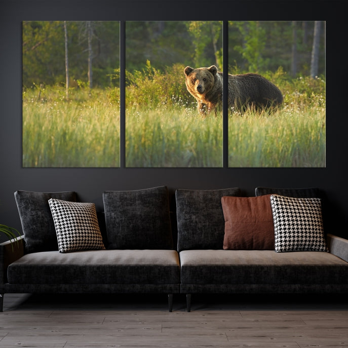 Wild Bears in Nature Large Wall Art Canvas PrintFramedReady to Hang