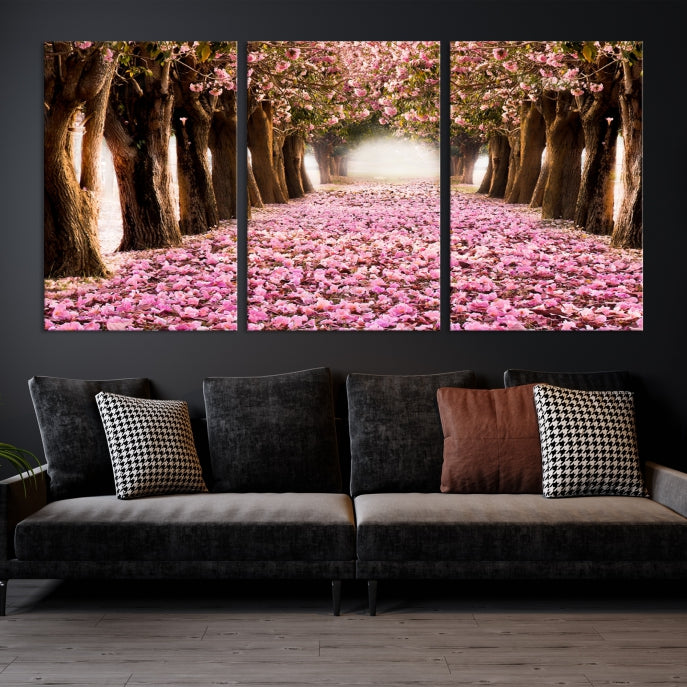 Mesmerizing Blossom Cherry Trees Large Wall Art Framed Canvas Print