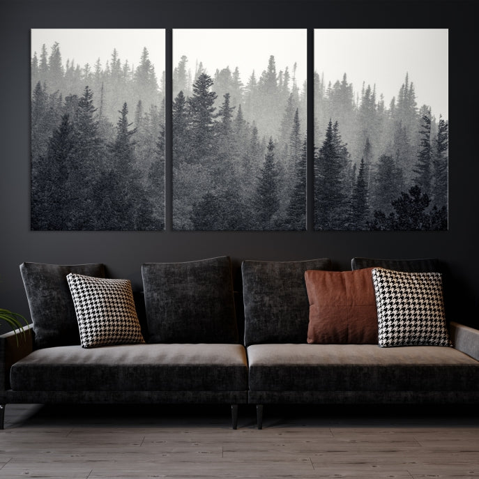 Foggy Forest Canvas Wall Art Framed Landscape Print Relaxing Wall Decor