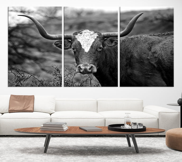 Texas Cow Large Wall Art Canvas Print