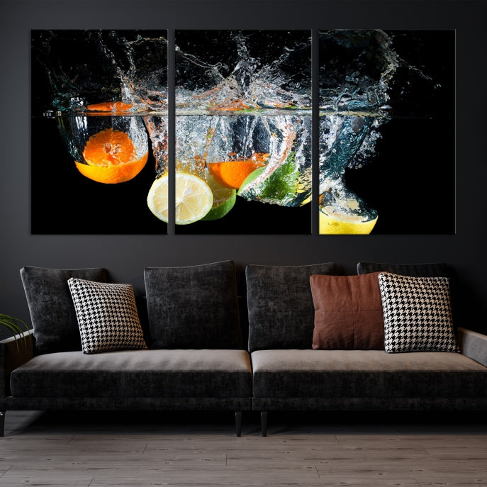 Large Kitchen Wall Art Fruits in Water Art Canvas Print