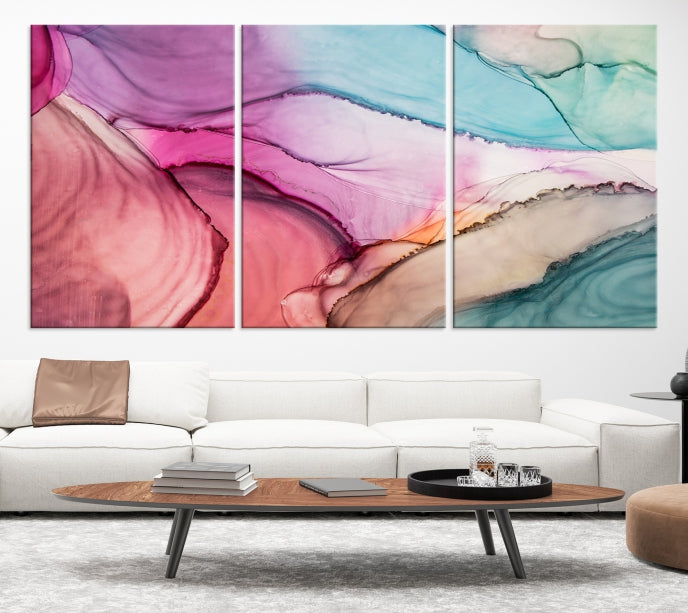 Colorful Marble Abstract Wall Art Print Canvas Living Room Kitchen Wall Decor