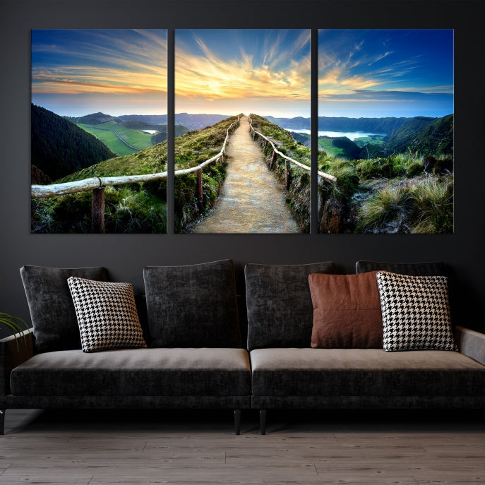 Thrilling Path to Sunset Extra Large Wall Art Mountain Landscape Canvas Print