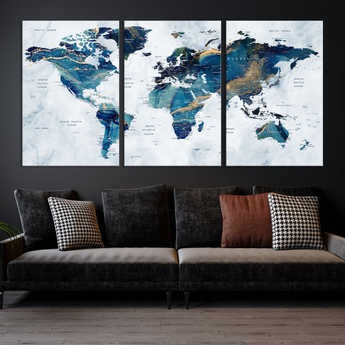 Extra Large World Map Wall Art Canvas Print Housewarming Gift