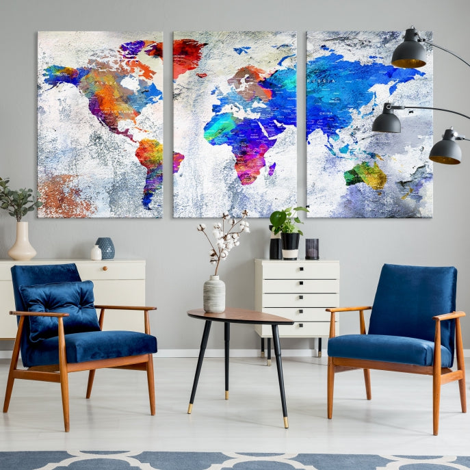 Large Size 3 Dimensions Wooden World Map 5 Types Modern Art Wall Decor  Painting Travel Map Home Office School Living Room