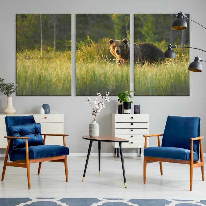 Wild Bears in Nature Large Wall Art Canvas PrintFramedReady to Hang