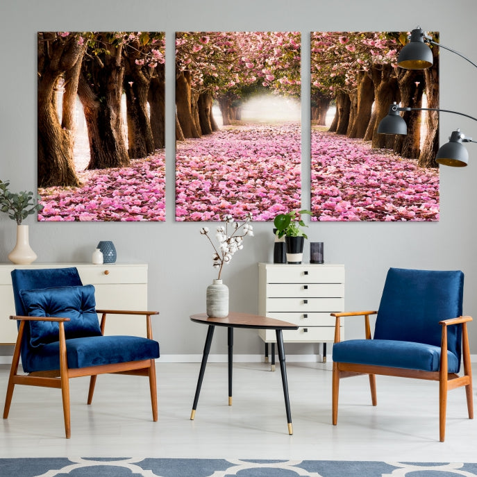 Mesmerizing Blossom Cherry Trees Large Wall Art Framed Canvas Print