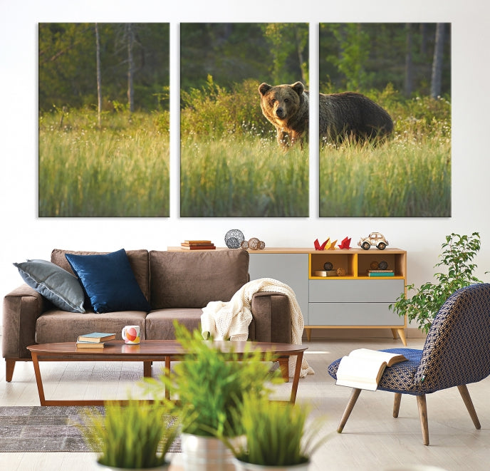 Wild Bears in Nature Large Wall Art Canvas PrintFramedReady to Hang