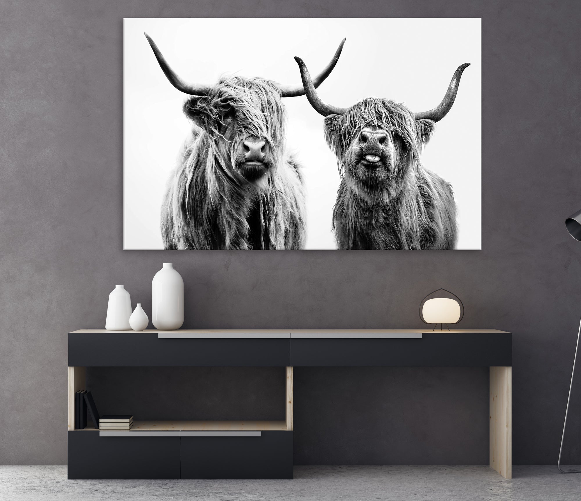 Bring the Charm of a Scottish Highland Cow to Your Farmhouse with Our Wall Art Canvas PrintA Rustic & Cozy Decor