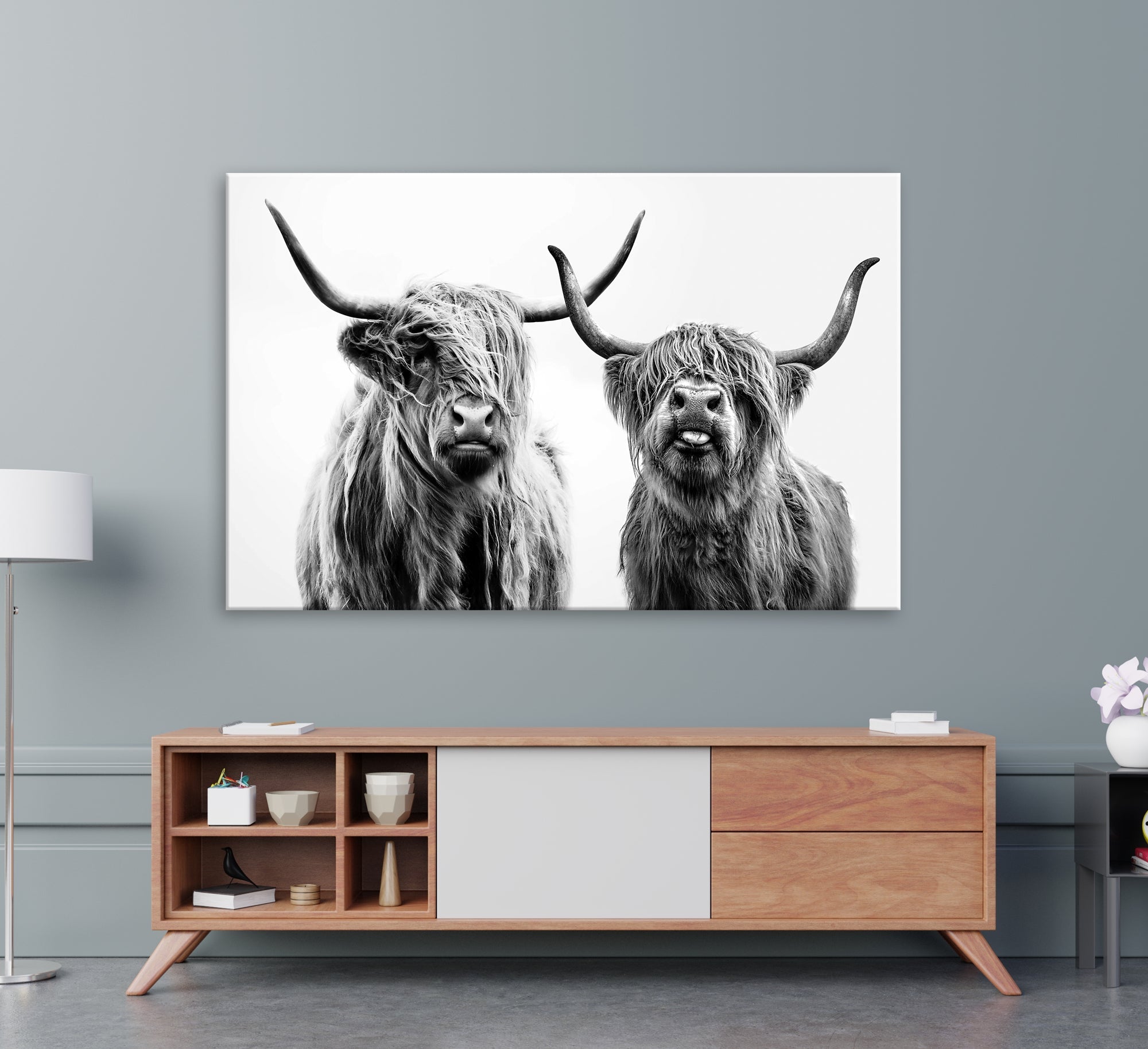 Bring the Charm of a Scottish Highland Cow to Your Farmhouse with Our Wall Art Canvas PrintA Rustic & Cozy Decor